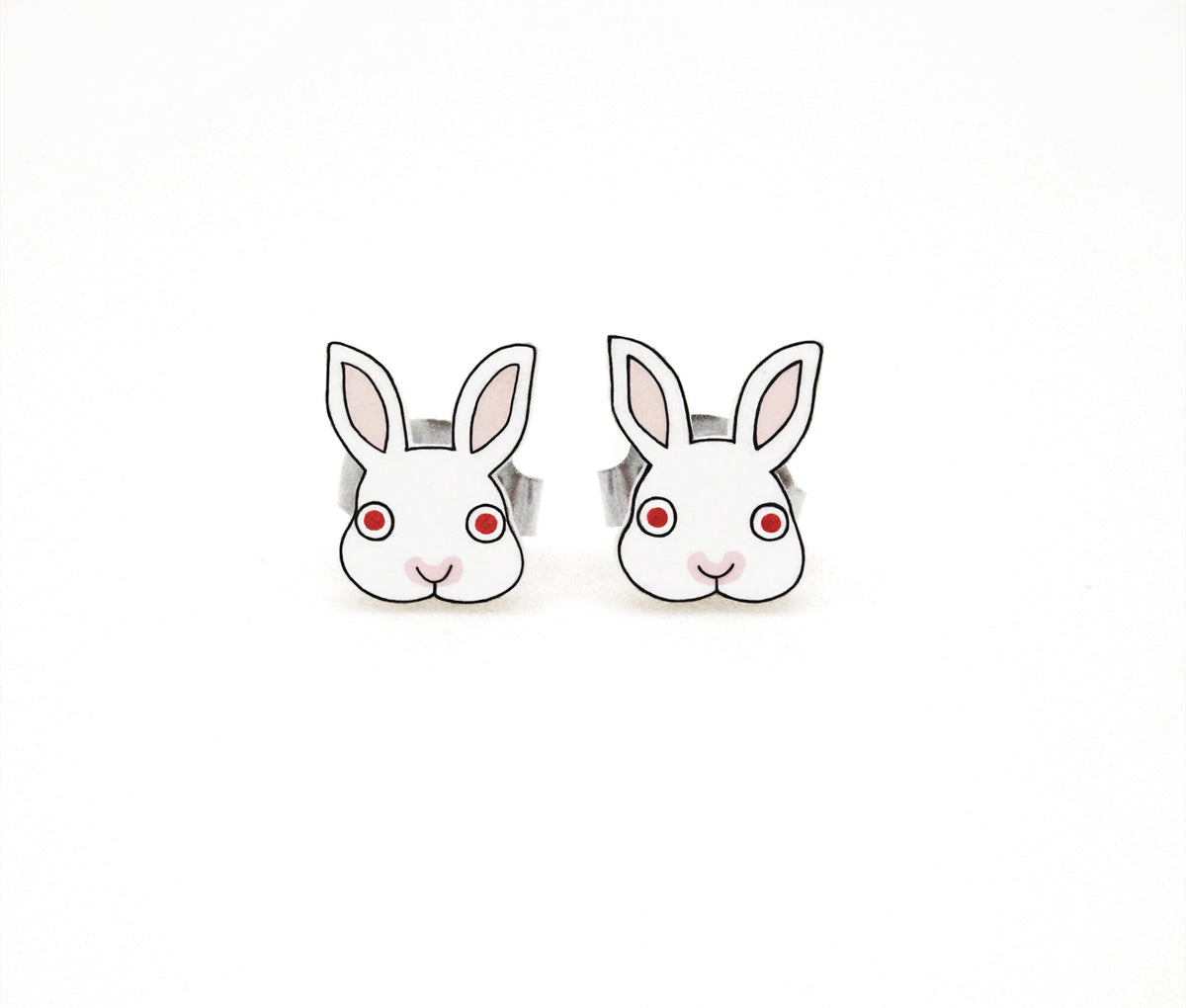 Tiny White Rabbit Stud Earrings | Hypoallergenic White Bunny Jewelry