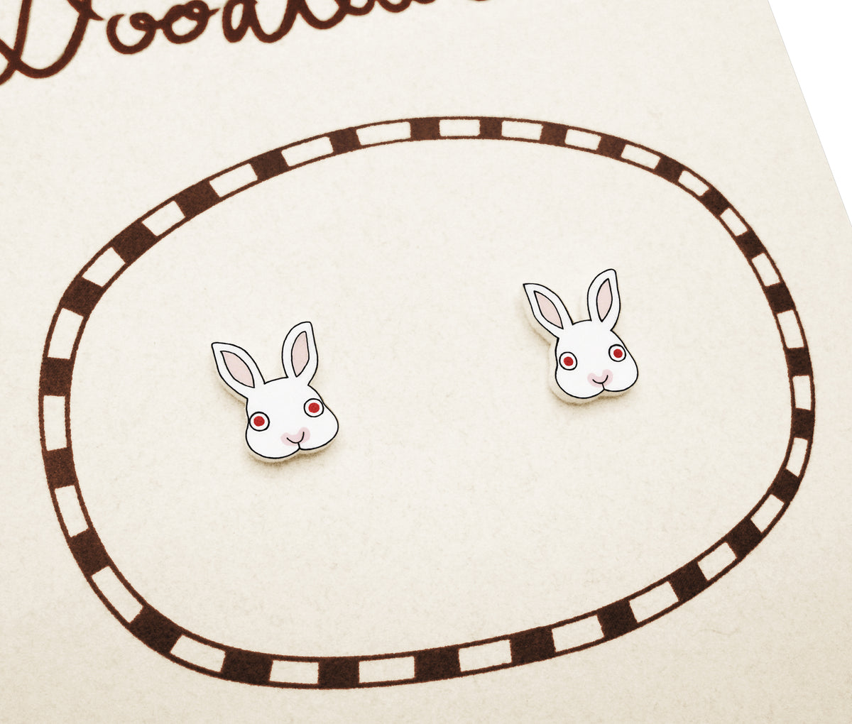 Tiny White Rabbit Stud Earrings | Hypoallergenic White Bunny Jewelry
