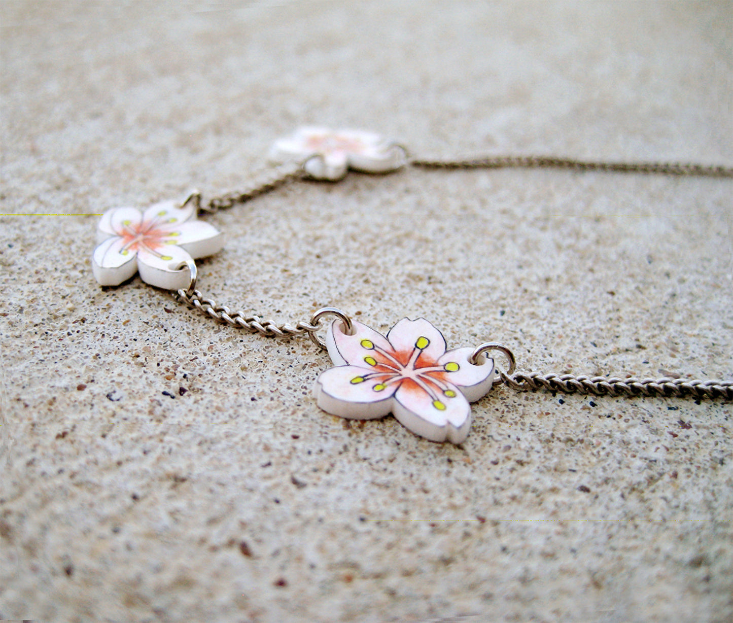Tiny Sakura Cherry Blossoms Necklace | Handmade Jewelry