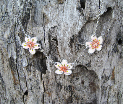 Tiny Sakura Cherry Blossoms Necklace | Handmade Jewelry