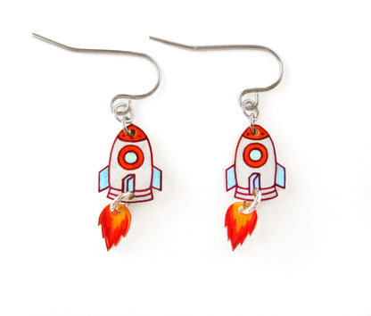 Rocket Dangle Earrings | Handmade Funky Jewelry