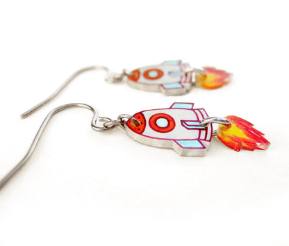 Rocket Dangle Earrings | Handmade Funky Jewelry