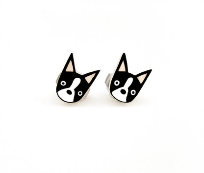 Tiny Boston Terrier Stud Earrings | Hypoallergenic Minimalist Dog Jewelry