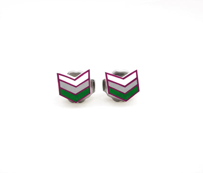 Tiny Chevron Stud Earrings | Green Geometric Hypoallergenic Jewelry