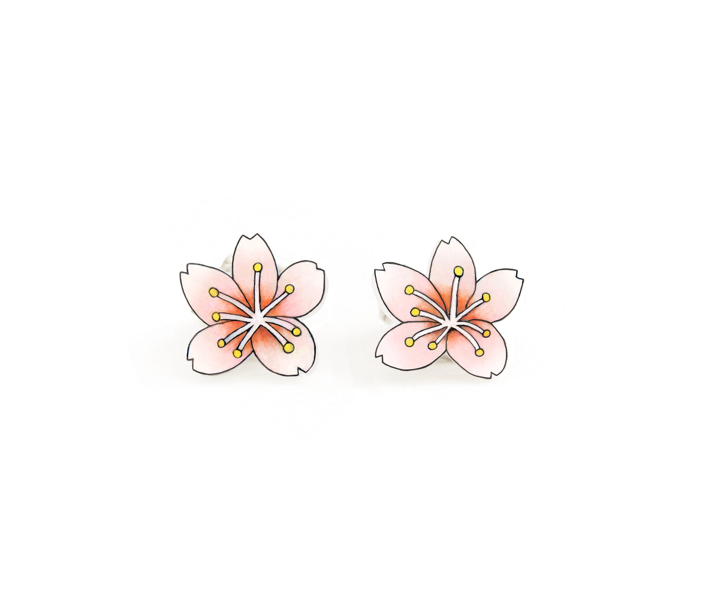 Tiny Sakura Cherry Blossom Stud Earrings | Handmade Pink Flower Jewelry