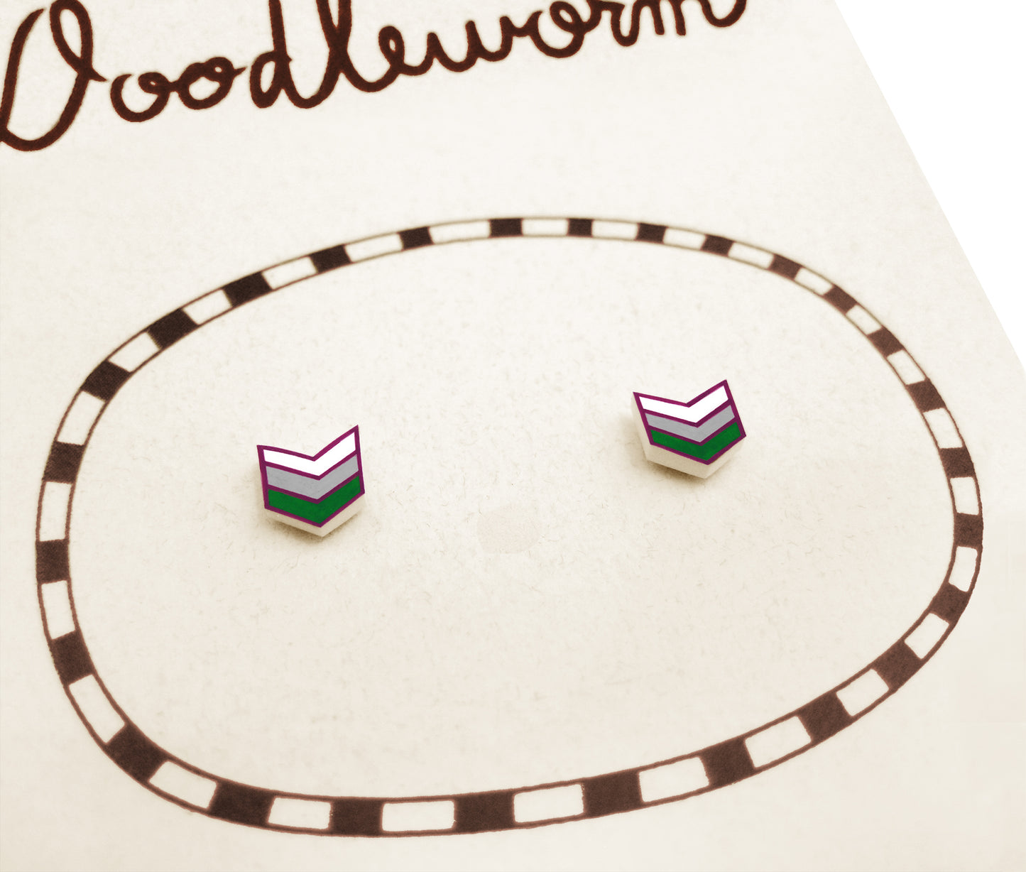 Tiny Chevron Stud Earrings | Green Geometric Hypoallergenic Jewelry