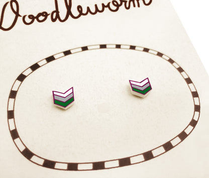 Tiny Chevron Stud Earrings | Green Geometric Hypoallergenic Jewelry