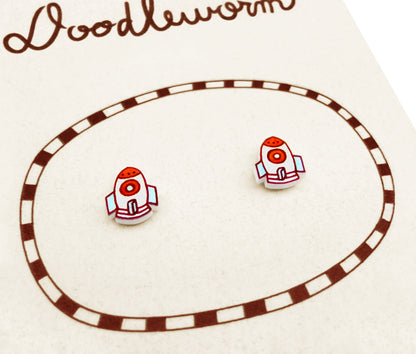 Tiny Rocket Stud Earrings | Hypoallergenic Space Astronaut Jewelry