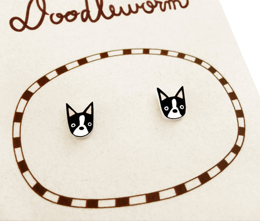 Tiny Boston Terrier Stud Earrings | Hypoallergenic Minimalist Dog Jewelry