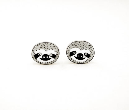 Tiny Sloth Stud Earrings | Hypoallergenic Cute Handmade Jewelry