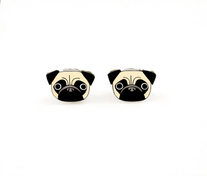 Tiny Fawn Pug Stud Earrings | Hypoallergenic Dog Lover Gift