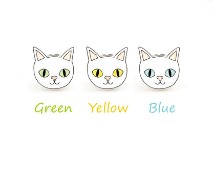 White Cat Stud Earrings