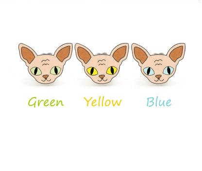 Tiny Sphynx Hairless Cat Stud Earrings | Beige Cream Fawn Cat Earrings | Hypoallergenic Jewelry