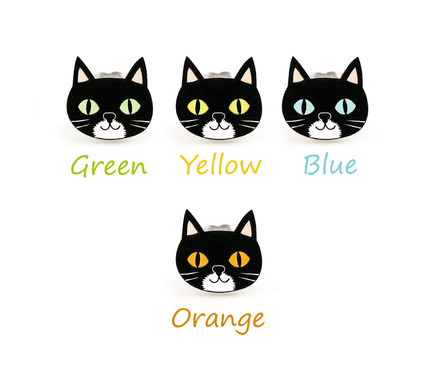Tiny Black & White Tuxedo Cat Stud Earrings #2 | Hypoallergenic Handmade Pet Jewelry
