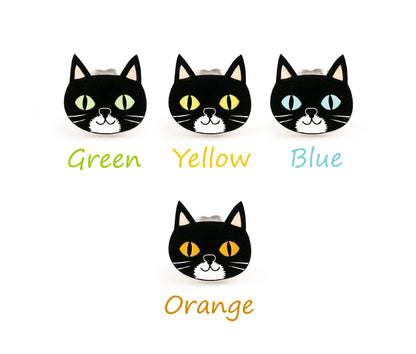 Tiny Black & White Tuxedo Cat Stud Earrings #2 | Hypoallergenic Handmade Pet Jewelry