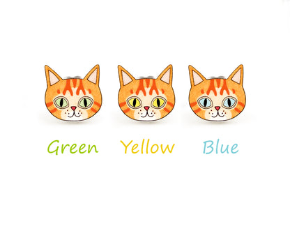 Tiny Orange Tabby Cat Stud Earrings | Handcrafted Ginger Cat Jewelry