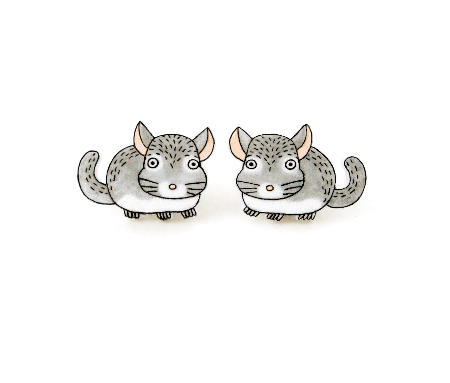 Chinchilla Stud Earrings | Hypoallergenic Cute Pet Jewelry
