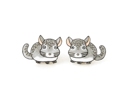 Chinchilla Stud Earrings | Hypoallergenic Cute Pet Jewelry