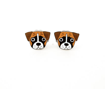 Tiny Boxer Stud Earrings | Hypoallergenic Dog Mom Gift
