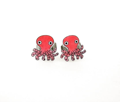 Tiny Pink Octopus Stud Earrings | Hypoallergenic Sea Creature Jewelry