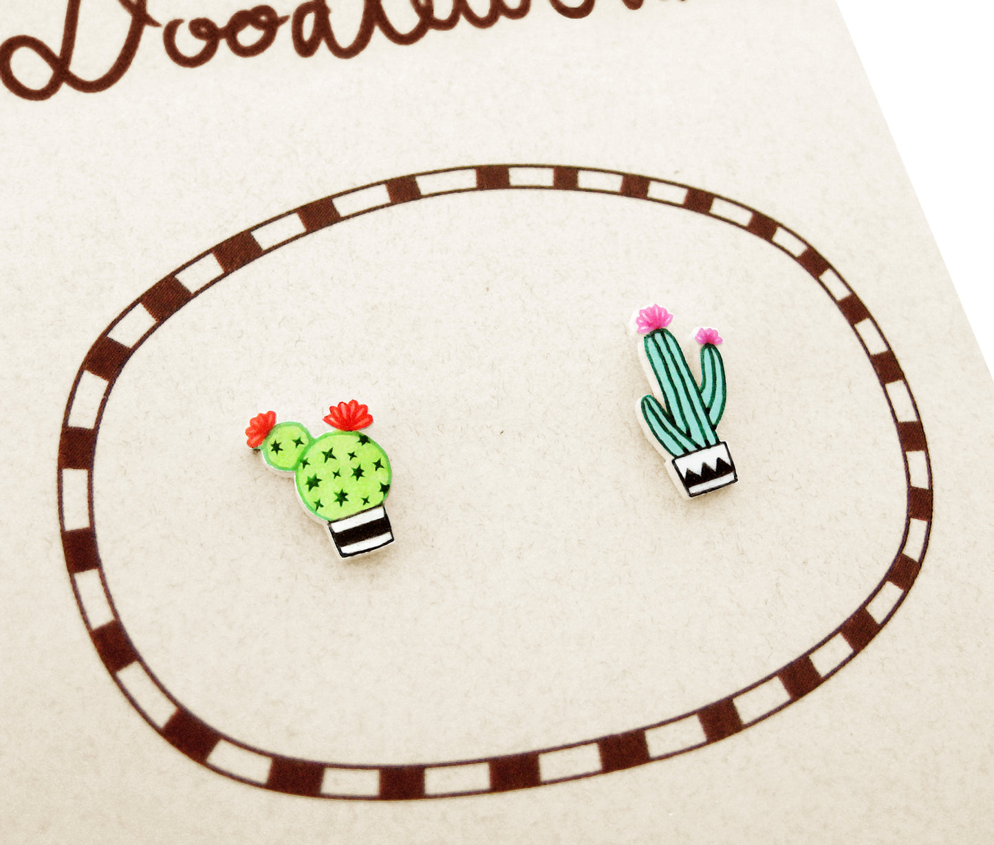 Tiny Cactus Succulent Stud Earrings | Hypoallergenic Handmade Plant Jewelry