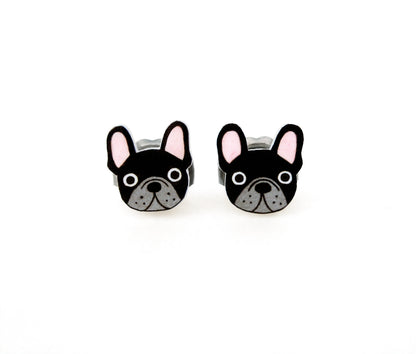 Tiny Black French Bulldog Stud Earrings | Hypoallergenic Dog Mom Gift