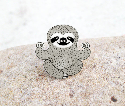 Zen Sloth Pin | Handmade Meditation Jewelry