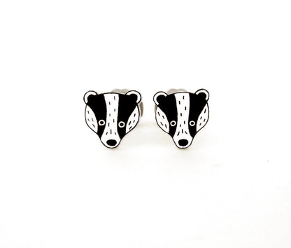 Tiny Badger Stud Earrings | Hypoallergenic Woodland Jewelry