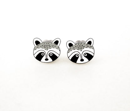 Tiny Raccoon Stud Earrings | Hypoallergenic Woodland Jewelry