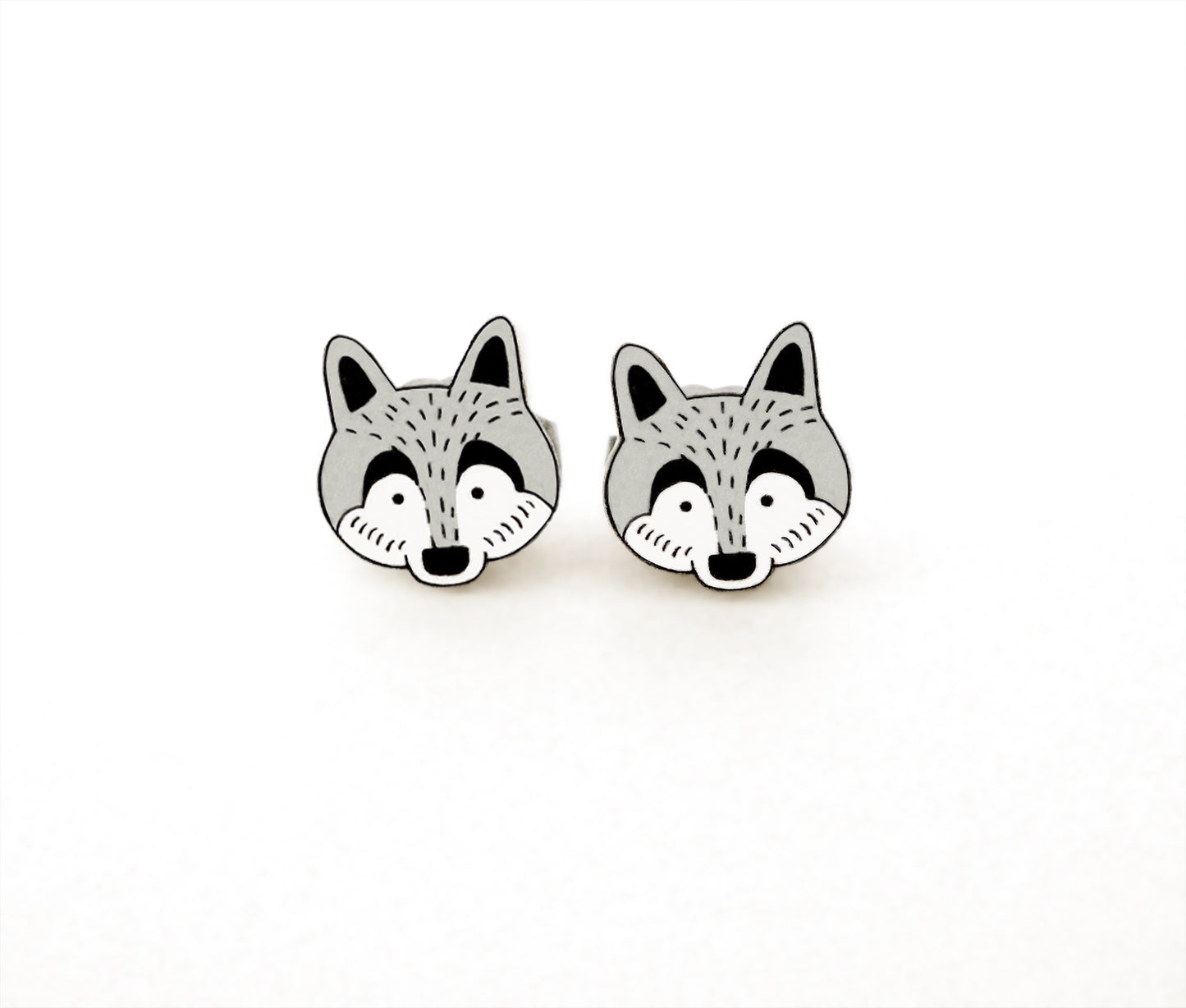 Tiny Wolf Stud Earrings | Hypoallergenic Woodland Jewelry