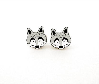 Tiny Wolf Stud Earrings | Hypoallergenic Woodland Jewelry