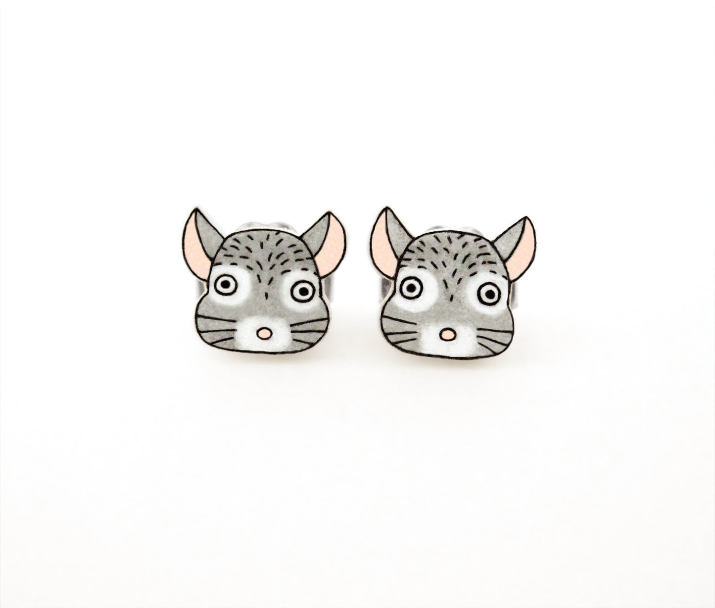 Tiny Chinchilla Stud Earrings | Hypoallergenic Cute Pet Jewelry