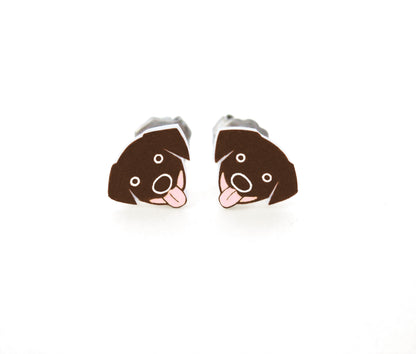 Tiny Chocolate Labrador Retriever Stud Earrings | Hypoallergenic Brown Dog Jewelry