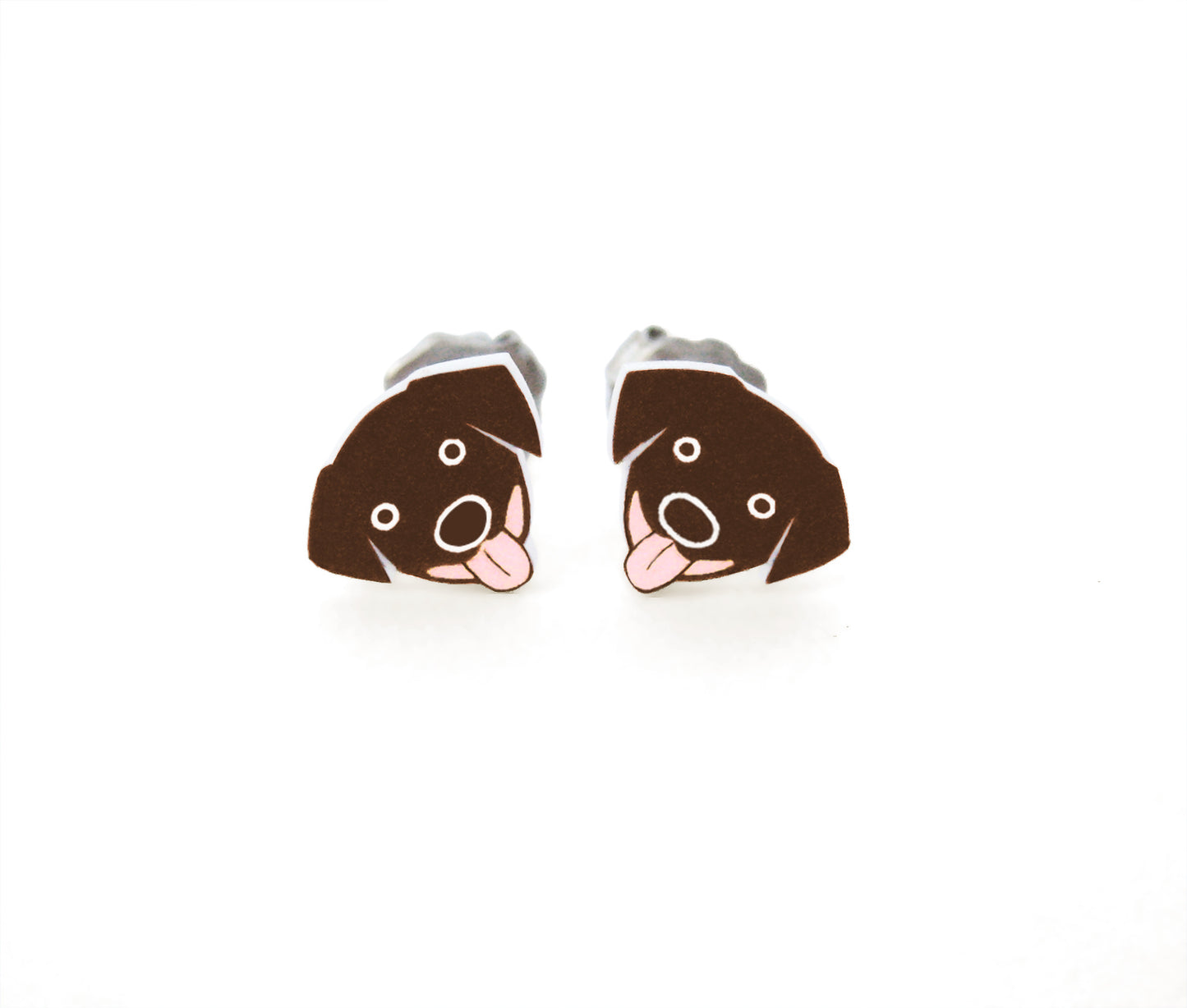 Brown Chocolate Labrador Retriever Stud Earrings