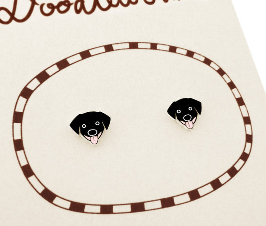Tiny Black Labrador Retriever Stud Earrings | Hypoallergenic Dog Jewelry