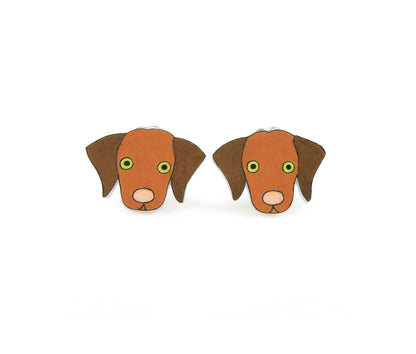 Tiny Vizsla Stud Earrings | Hypoallergenic Brown Dog Lover Gift
