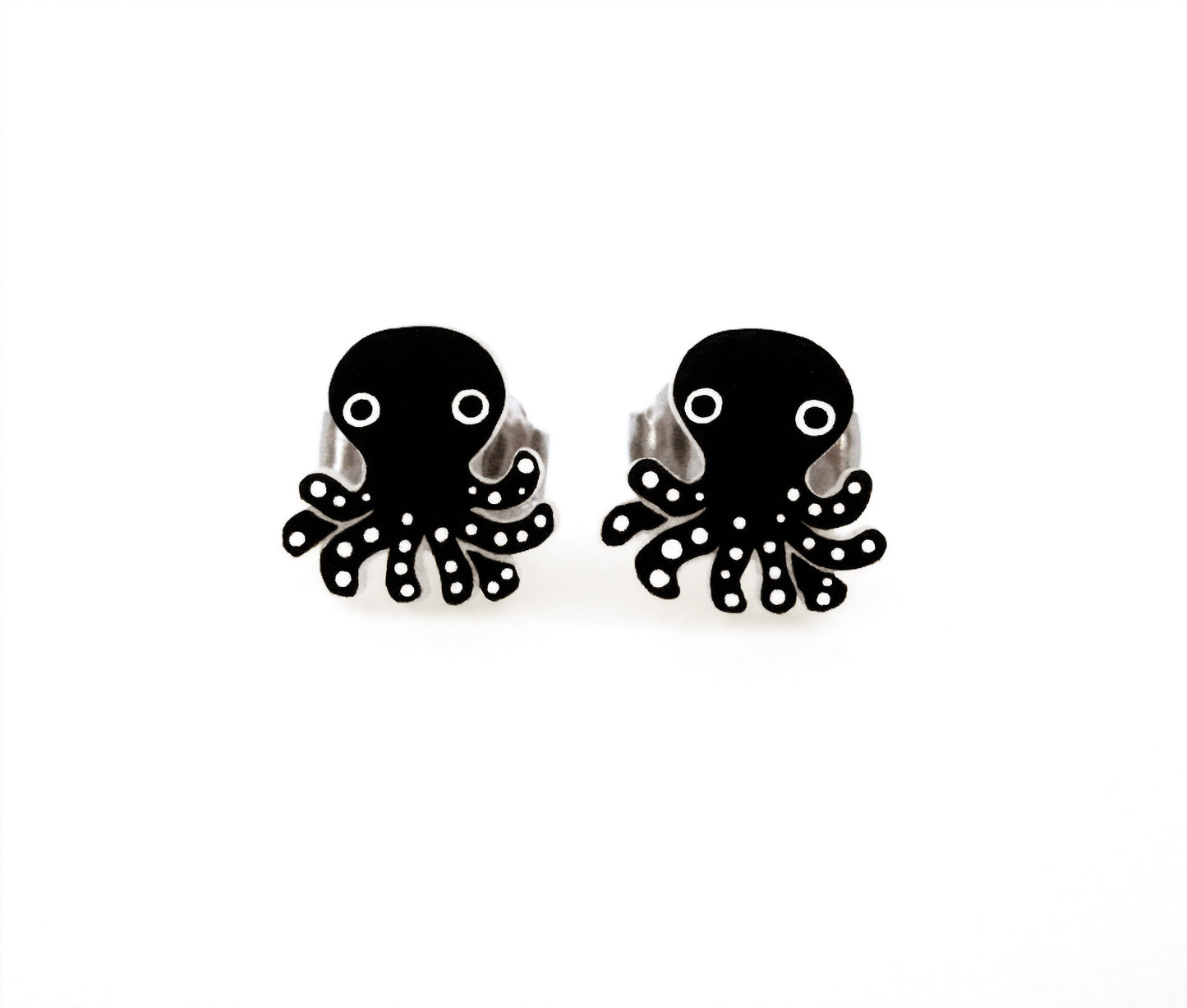 Tiny Black Octopus Stud Earrings | Hypoallergenic Sea Creature Jewelry