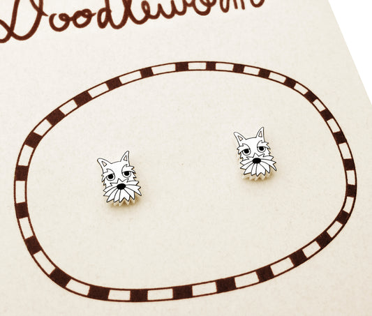 Tiny White Schnauzer Stud Earrings | Hypoallergenic Dog Jewelry