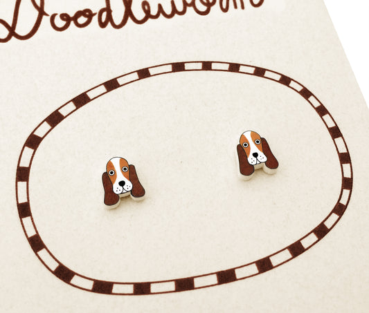 Tiny Basset Hound Stud Earrings | Hypoallergenic Dog Lover Gift