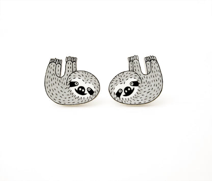 Hanging Sloth Stud Earrings | Hypoallergenic Animal Jewelry