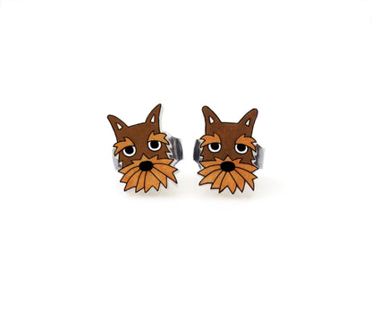 Tiny Brown Chocolate Schnauzer Stud Earrings | Hypoallergenic Handmade Dog Jewelry