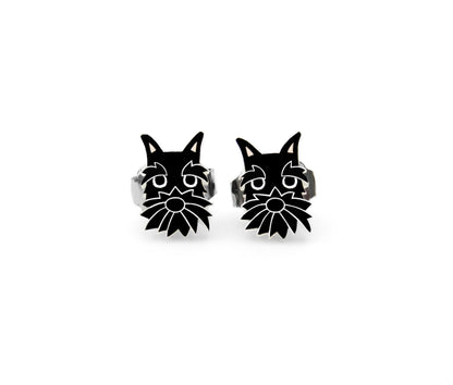 Tiny Black Schnauzer Stud Earrings | Hypoallergenic Dog Lover Gift