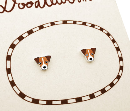 Tiny Jack Russell Terrier Stud Earrings #1 | Hypoallergenic Handmade Dog Mom Jewelry