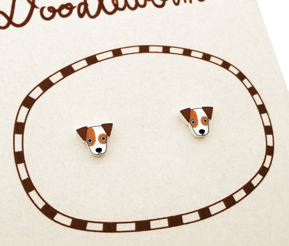 Tiny Jack Russell Terrier Stud Earrings | Hypoallergenic Handmade Dog Jewelry