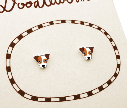 Tiny Jack Russell Terrier Stud Earrings | Hypoallergenic Handmade Dog Jewelry
