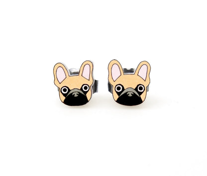 Tiny Fawn French Bulldog Stud Earrings | Hypoallergenic Dog Jewelry