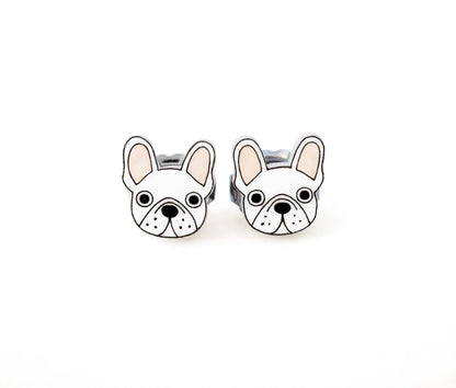Tiny White French Bulldog Stud Earrings | Hypoallergenic Dog Jewelry