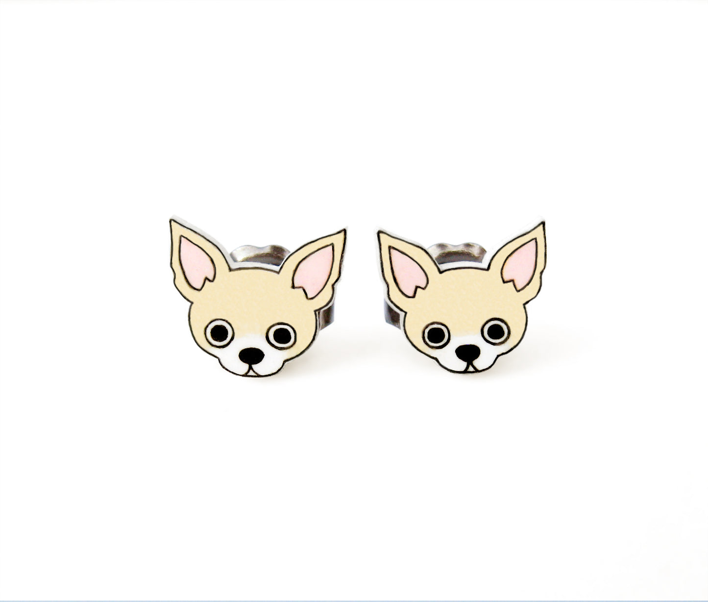 Tiny Cream Chihuahua Stud Earrings | Hypoallergenic Dog Mom Gift