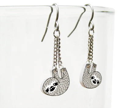 Sloth Dangle Earrings | Hypoallergenic Handcrafted Animal Jewelry