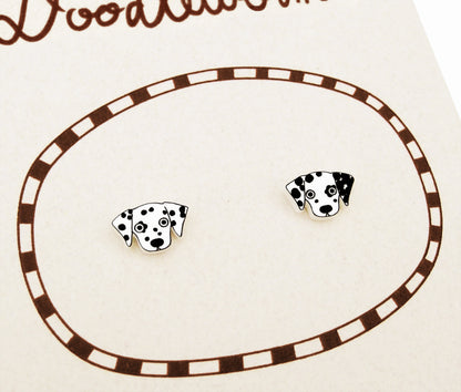 Tiny Dalmatian Stud Earrings | Spotted Dog Jewelry | Hypoallergenic Jewelry